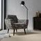 Black Abstract Leaves Linen Look Print Upholstery Fabric by The Yard - SKU: Brady Obsidian